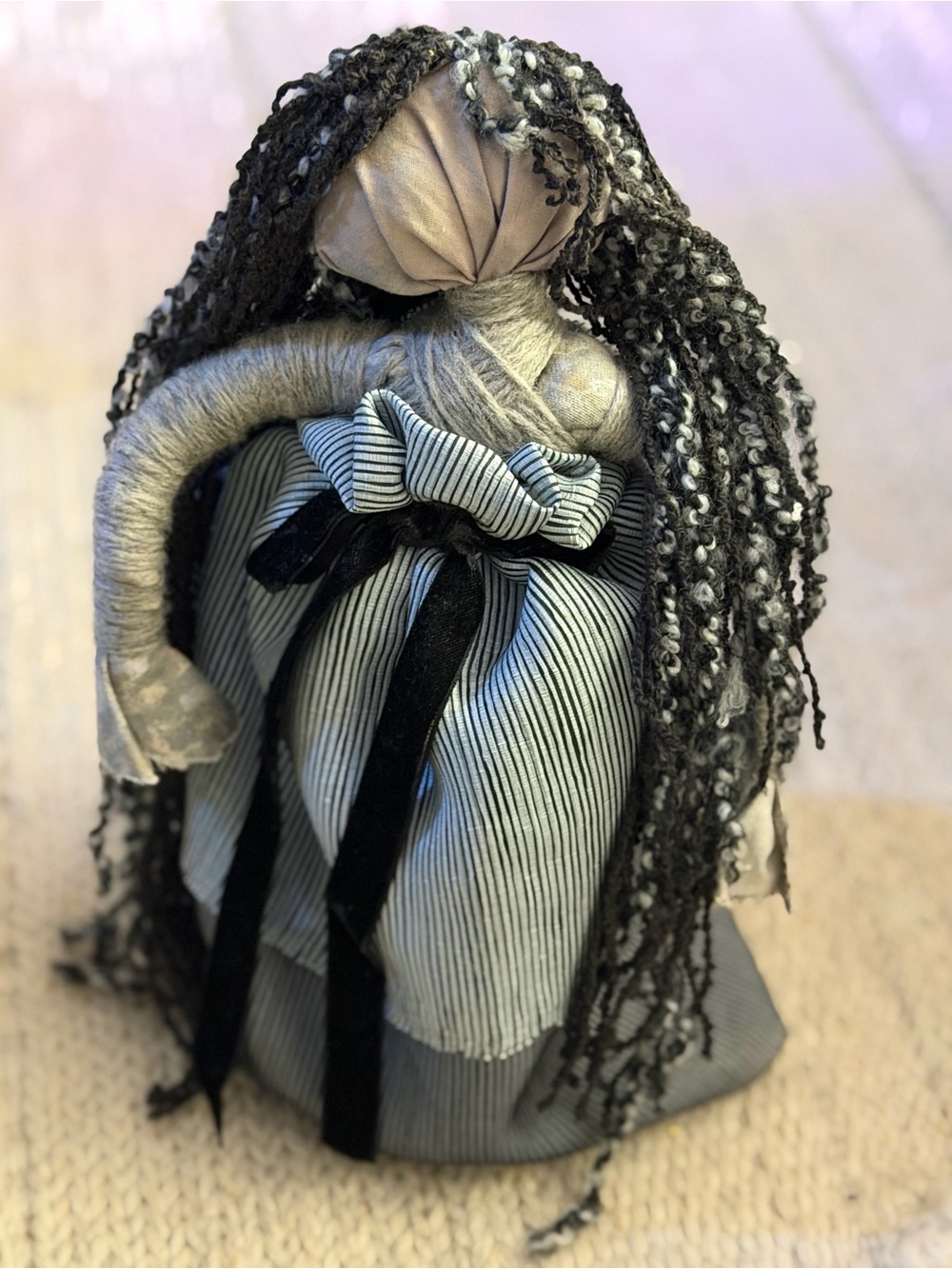 Handmade Artisan Korean Doll Wearing a Traditional Hanbok.